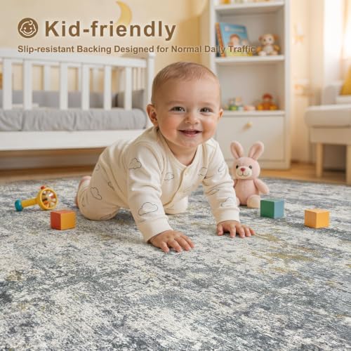 kakania Washable 8x10 Area Rug for Living Room: Abstract Modern Home Decor - Image 6