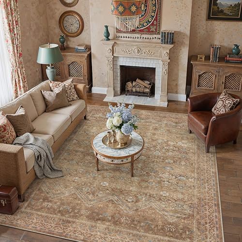 HUGEAR 6x9 Area Rugs Red Brown Washable Rug by HUGEAR