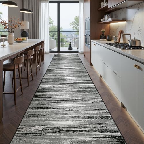 2x12 Runner Rug Non Slip,Washable Hallway Runner Rug,Black - Image 3