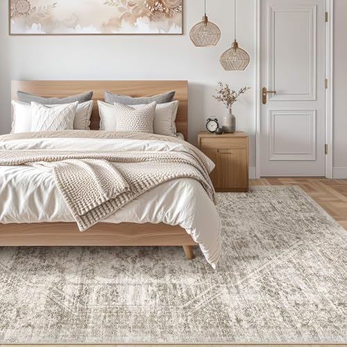 cotiled 5x7 Area Rug for Living Room, Traditional, Distressed Light Brown - Image 6