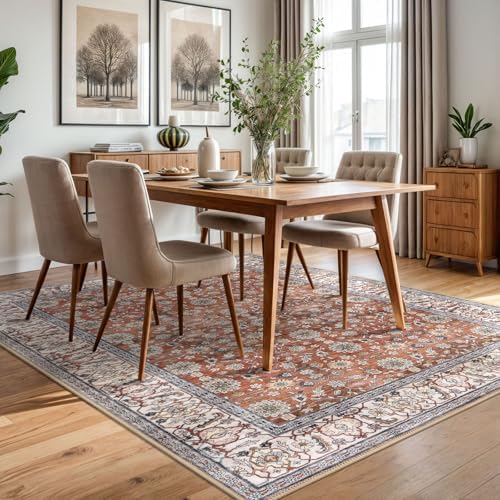 KUTA 5x7 Area Rugs Vintage Red Clay Washable Rugs for Living Room - Image 4