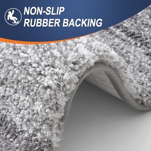 OLANLY Microfiber Bathroom Rugs Sets 3 Piece, Absorbent Bath Mats, Grey - Image 4
