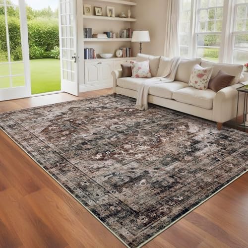 GarveeHome Brown Vintage Area Rug 5x7 Washable Rugs for Living Room by GarveeHome