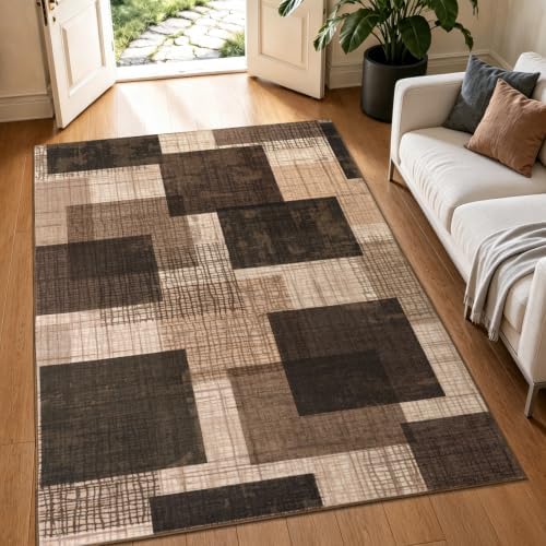 Washable 4x6 Entryway Rug, Area Rugs for Bedroom Kitchen, Chocolate - Image 4