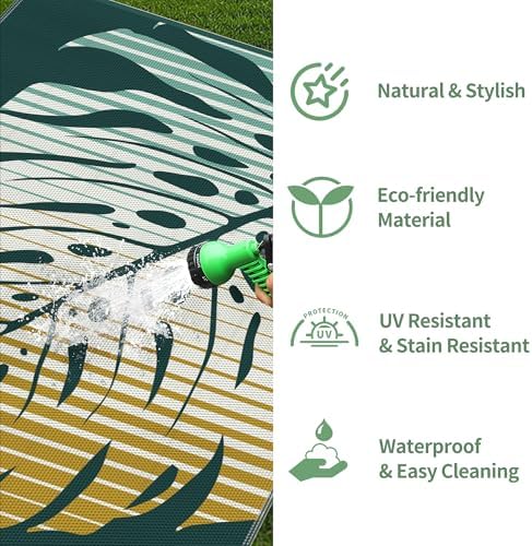 GENIMO Outdoor Rug, Waterproof Plastic Rugs for Patio, 6'x9' Yellow Green - Image 6