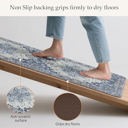 GENIMO Anti Fatigue Kitchen Mats for Floor 2PCS, Standing Rugs,Navy Blue - Image 4