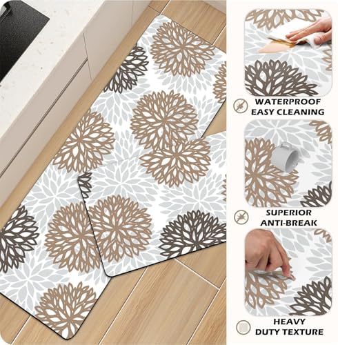 Kitchen Mats Set of 2 Cushioned Anti Fatigue Kitchen Rugs Non Slip Waterproof Kitchen Runner Memory Foam Kitchen Floor Mat Comfort Standing Mat for Sink,Office,Laundry - Image 3