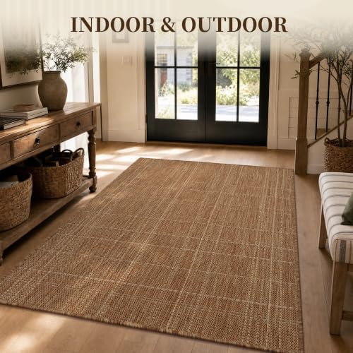 PADOOR-3x5 ft Outdoor Rug Porch Entryway Rug-Polypropylene Indoor Outdoor Rugs for Entryway Kitchen Balcony Patio, Textured Weave, Durable, Fade-Resistant, Non-Shedding, Farmhouse Neutral Brown - Image 3
