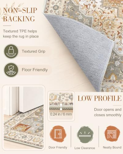OLANLY 6x9 Washable Area Rug, Soft Non Slip Carpet for Bedroom Living Room - Image 7