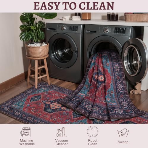 Tangsoo 2.6x10 Washable Hallway Runner Rug,Vintage Non Slip Runner Rug - Image 4