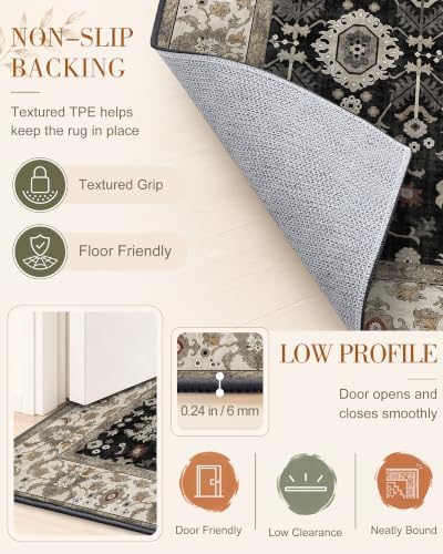 OLANLY 4x6 Washable Area Rug, Soft Non Slip Carpet for Bedroom Living Room - Image 7