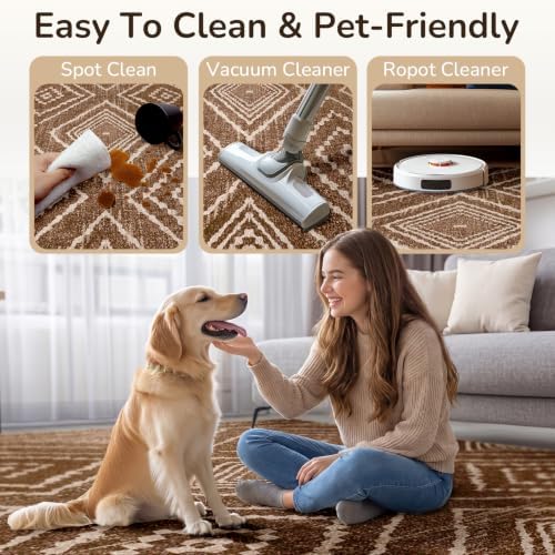 BESTSWEETIE 10'x14' Washable Area Rug for Living Room Bedroom Yellowbrown - Image 4