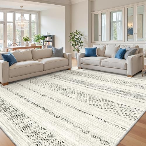 Miukiki 8x10 Area Rug for Living Room, Washable Soft Non Slip Rug Grey by Miukiki