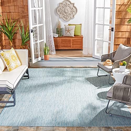 SAFAVIEH Courtyard Outdoor Square Rug 7'10", Aqua & Grey CY8022-37121 by Unknown
