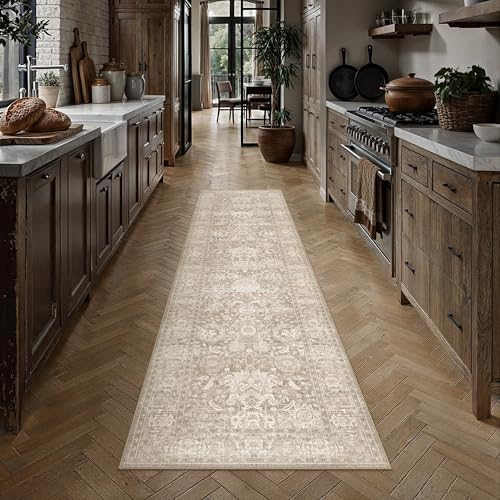 HUGEAR Hallway Runner Rugs 3x8 Beige Vintage Rug - Image 2