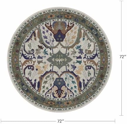 Area Rug for Living Room 6 Round Washable Floral Rug - Image 2