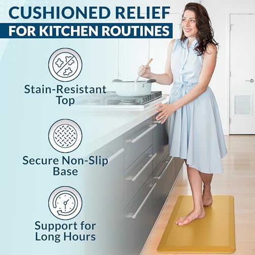 ComfiLife Anti Fatigue Floor Mat – 3/4 Inch Thick Kitchen Mats for Floor, Standing Desk Mat, Kitchen Rug – Comfort at Home, Office – Durable – Stain Resistant – Non-Slip Bottom (20" x 39", Mustard) - Image 6