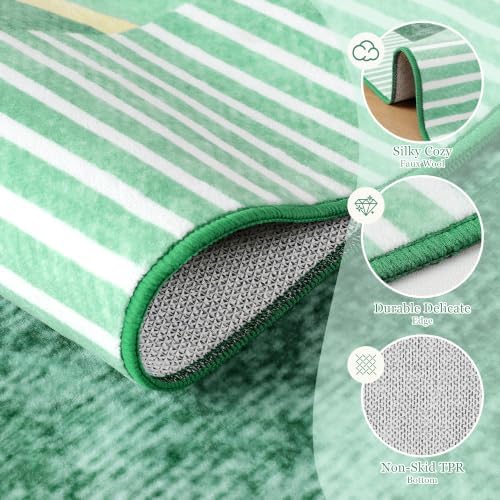 Living Room Rug 6x9 Green Area Rug Machine Washable Carpet Non Slip Indoor Large Rugs for Bedroom, Classroom, College Dorm, Farmhouse, Dining Room, Kids Playroom - Image 4