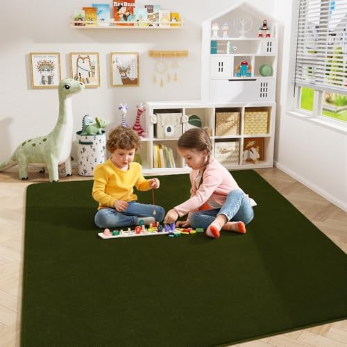 Amearea 4x4 Square Area Rug for Bedroom Living Room, Olive Green Fluffy Rug - Image 6