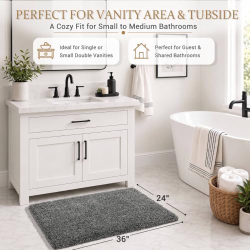 Yimobra Bathroom Rugs Non Slip 36x24, Soft Bath Mat, Light Gray&Black Gray - Image 2