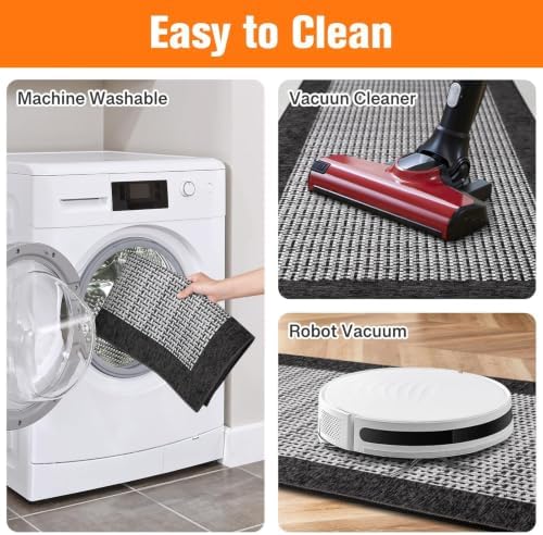 StepRite Kitchen Rugs 2 PCS, Kitchen Mats for Floor, 20"x32"+20"x60", Black - Image 5