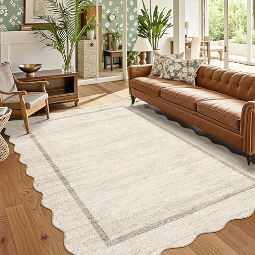 GarveeHome Scalloped Washable Rugs 5x7 Rug for Living Room Modern Non Slip by GarveeHome