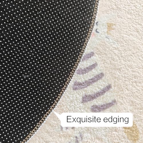 Poowe Round Kids Rug Lovely Zoo Area Rugs for Bedroom Classroom,Best Shower Gift(Round 47.2") - Image 6
