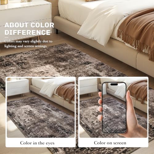 2x7 Brown Rug Runners for Hallways Kitchen Runner Rug Non Slip Washable Black Long Runner Rugs with Rubber Backing Soft Abstract Carpet Runner for Bedroom, Kitchen, Bathroom, Entryway - Image 6