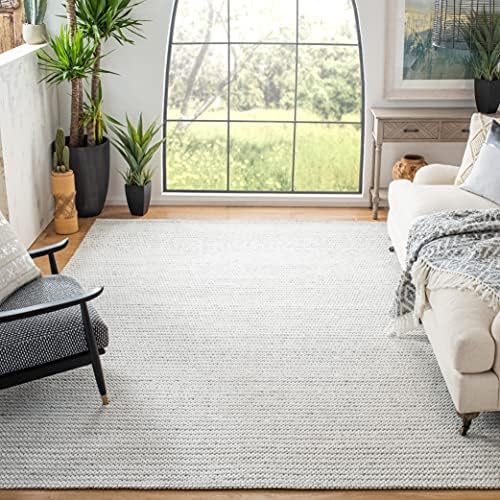 SAFAVIEH Area Rug 8x10 - Marbella Collection - Large - Light Grey & Ivory, Flat Weave Wool, Ideal for Living Room, Bedroom, Office, Dining Space (MRB392F) by Unknown