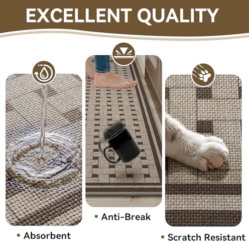 Kitchen Mats for Floor, Non Slip Kitchen Rugs, 17x59 Brown - Image 5