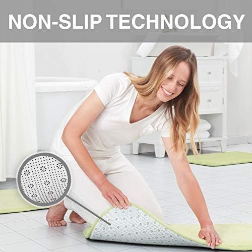 Memory Foam Bath Mat Non Slip Absorbent Super Cozy Velvet Bathroom Rug Carpet (22 inches X 42 inches, Lime) - Image 3