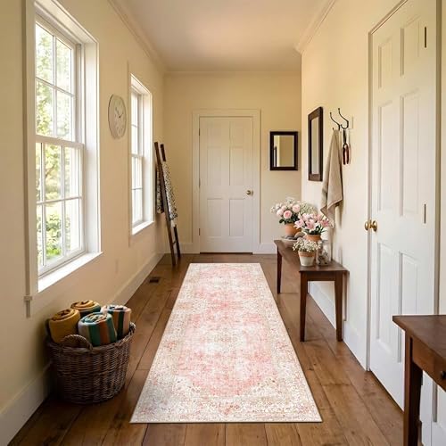 Washable Hallway Runner Rug 2x6 Non Slip Pink Rugs for Kitchen by LatteFog