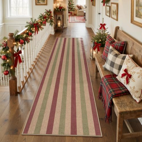 Lahome Christmas Striped Kitchen Runner Rug, 2x8 Decor Rugs for Entryway - Image 2