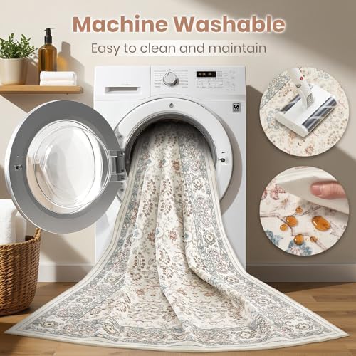cotiled 8x10 Area Rug for Living Room, Washable, Traditional, Multi Color - Image 3