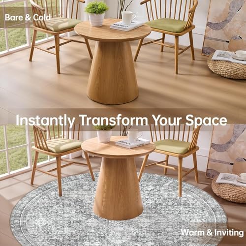 Sasttie Round Rug 8ft, Ultra-Soft Washable Rug for Living Room, Light Grey - Image 2