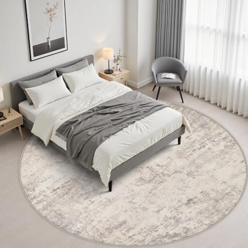 Round Area Rug Living Room: 6 ft Modern Washable Indoor Carpet - Image 3