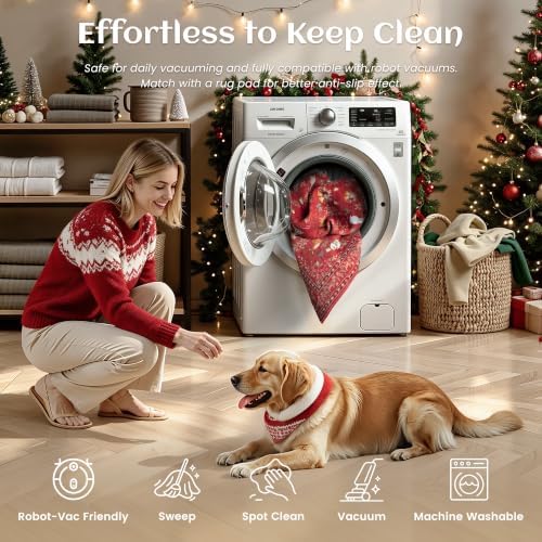 Christmas Runner Rug 2x6 Red Washable Rugs for Hallway, Soft Non-Slip Low Pile Christmas Tree Santa Claus Snowman Carpet for Kitchen Entryway Bedroom Kids Nursery Holiday Throw Home Decor(Santa Claus) - Image 7