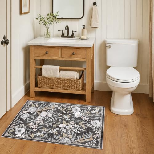 SameBed Washable 2x3 Entryway Area Rug, Vintage Kitchen Rug Black - Image 3