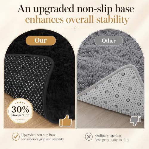 PLHXFR 6x9 Area Rugs Living Room: Fluffy Bedroom Rug Shag Carpet Black - Image 6