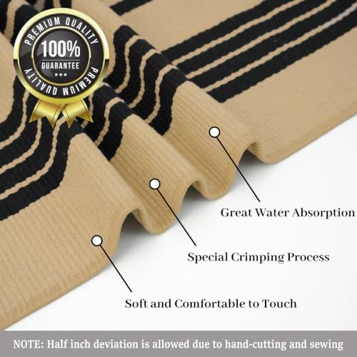 KILOCOCO Striped Rug 3x5 ft Washable Woven Front Door Rug, Brown and Black - Image 3