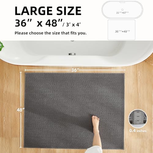 TYUU Large Bathroom Rugs Non Slip Washable Bath Rugs Super Absorbent Bathroom Rug Thin Quick Dry Low Pile Bath Mats, Dark Grey 36"x48" - Image 2
