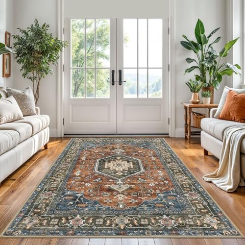 KUTA Area Rug 5x7 Brick Red Vintage Washable Rugs for Living Room - Image 2