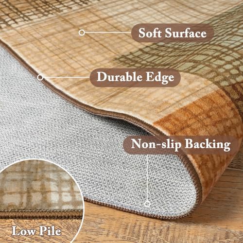 Washable 4x6 Entryway Rug, Area Rugs for Bedroom Kitchen Orange/Blue - Image 5