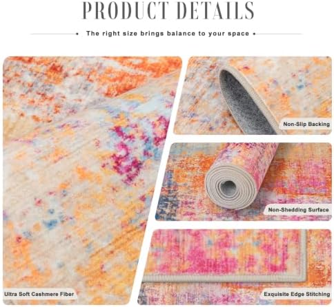 2.6x14 Washable Runner Rug:Modern Abstract Soft Carpet Galaxy Haze - Image 7