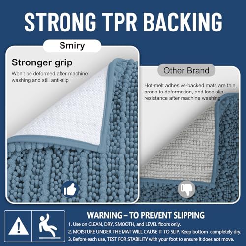 Smiry Bathroom Rugs 40X24, Extra Soft Rubber Backing Chenille Bath Mats - Image 3