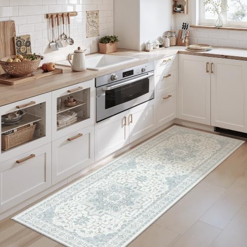 Madane Washable Kitchen Runner Rug 2x6 Rugs Runners for Hallways, Sky Blue by Madane