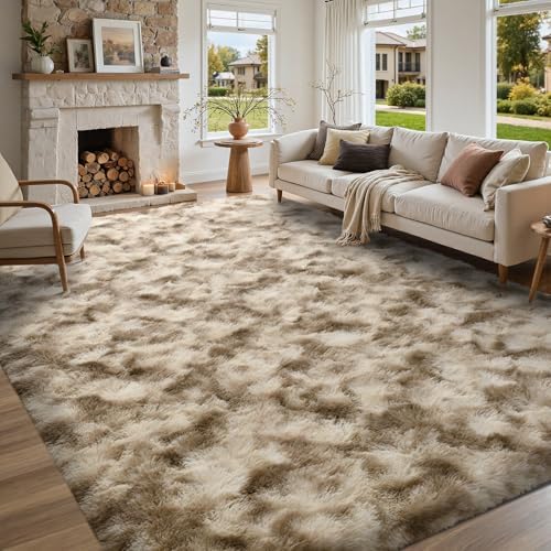 5x7 Area Rugs for Living Room, Khaki Plush Fluffy Shaggy Bedroom Rugs Non-Slip, Ultra Soft Carpet for Nursery Kids PlayRoom Dorm Office Indoor by Lo%CC%80utiRootHome