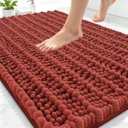 Smiry Bathroom Rugs 30X20, Extra Soft Rubber Backing Chenille Bath Mats by Smiry