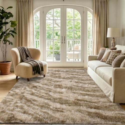 6x9 Large Khaki Fluffy Soft Area Rug Non-Slip for Living Room Bedroom - Image 2