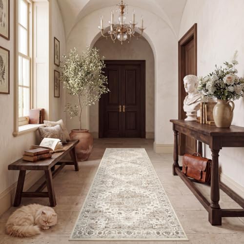 Garvee 2x6 Washable Runner Rug Non Slip Vintage Boho Brown Hallway Runner - Image 2